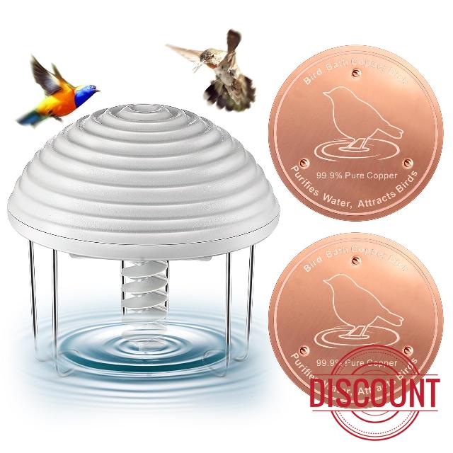 Bird Bath Water Agitator with 2 Round 99.99% Pure Copper Disk
