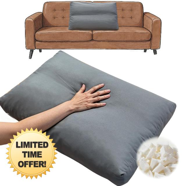 Shredded Foam Sofa Back Cushions Replacement Soft Couch Pillow Insert Foam&Polyester Fiberfill with Removable Pillowcase for Couch Sofa Bed(31.4 * 18 * 5in)