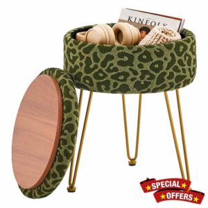 Ottomans Round Ottoman with Storage Footstools Vanity Chair                                                          Coffee Table Ottoman for Living Room (Soft Green)
