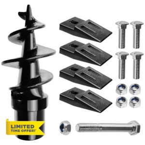 BDI Wear Part Assembly Bolt-on Spiral Point Auger+4 Pcs 3 Point Auger Cutting Edge for Most Heavy Duty 3 Point Post Hole Digge