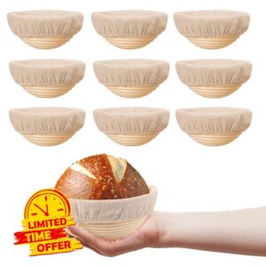 10 Pack Round Banneton Proofing Basket Set 5 Inch