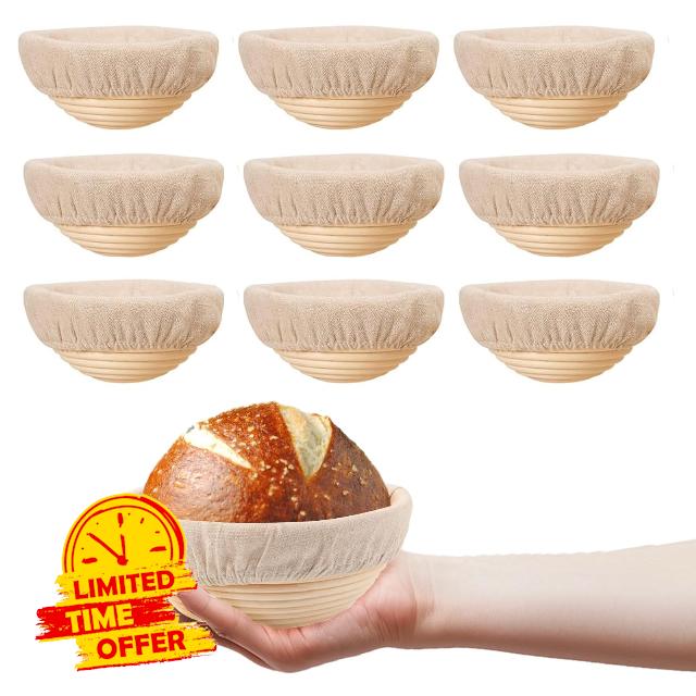 10 Pack Round Banneton Proofing Basket Set 5 Inch