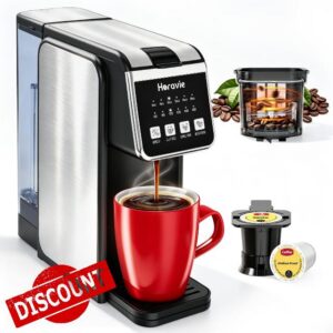 Horavie Single Serve Coffee Maker with Built-in Grinder                                                          6-16oz Single Cup for Whole Beans