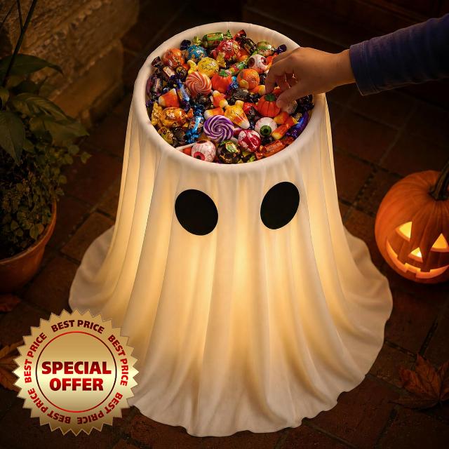 30 in Large-Capacity Lighted Halloween Ghost Candy Bowl with Timer Remote | Halloween Candy Bowl for Trick-or-Treat