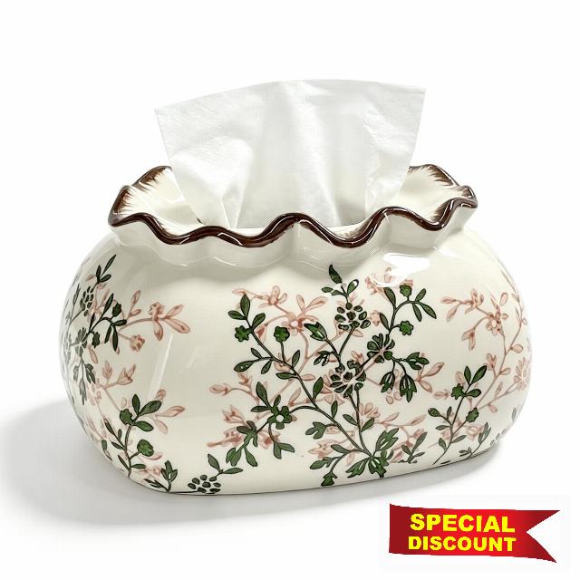 Vintage Floral Ceramic Tissue Box