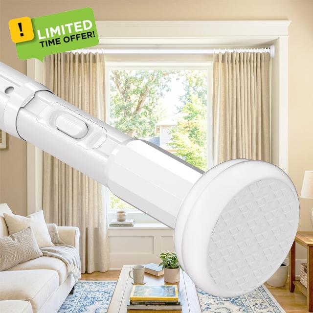 Shower Curtain Rod No Drilling 39-173"，Heavy Duty One-Click White                                                          Adjustable Tension Rod