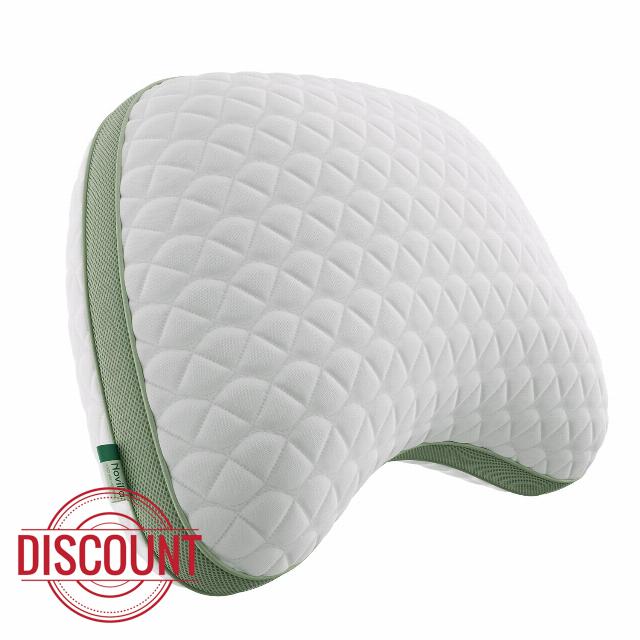 Novilla Tencel Curved Side Sleeper Pillow for Neck and Shoulder Pain Relief | Adjustable CertiPUR-US Shredded Memory Foam Pillow for Side and Back Sleeper