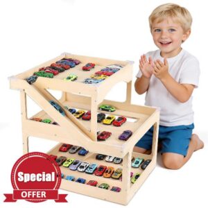 Wooden Display Case for Hot Wheels Matchbox Storage Garage Hold 50+ Toy Car | Wooden hot wheels Garage