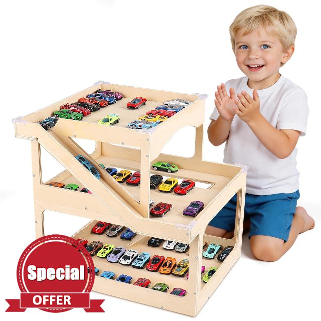 Wooden Display Case for Hot Wheels Matchbox Storage Garage Hold 50+ Toy Car | Wooden hot wheels Garage