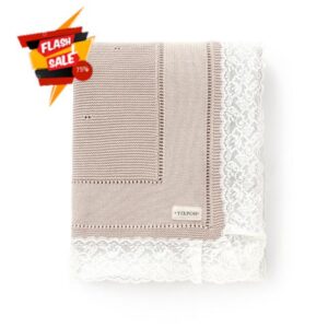 100% Organic Cotton Baby Blanket Knitted Softer Receiving Swaddle Warm Cozy Cuddle Crib Blanket for Newborns Infants Toddlers Boy and Girls Camel