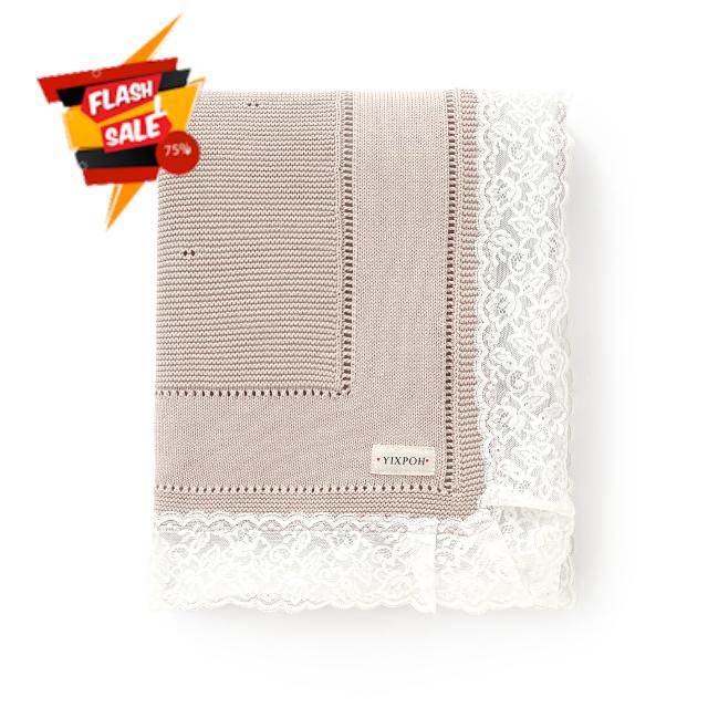 100% Organic Cotton Baby Blanket Knitted Softer Receiving Swaddle Warm Cozy Cuddle Crib Blanket for Newborns Infants Toddlers Boy and Girls Camel
