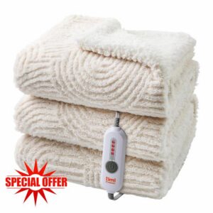 Heated Throw Blanket Electric - 50"x60" Cozy Soft Jacquard Heating Blanket with 4 Heat Levels & 4 Hours Auto-Off
