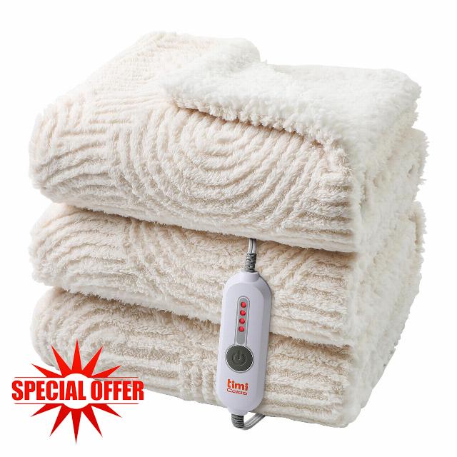 Heated Throw Blanket Electric - 50"x60" Cozy Soft Jacquard Heating Blanket with 4 Heat Levels & 4 Hours Auto-Off