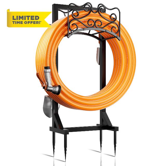 Garden Hose Holder Water Freestanding Heavy Duty Water Hose Holder for Outside with 4 Spikes