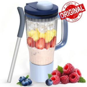 26oz Travel Tumbler Replacement for Ninja BlendBOSS Blender (Blue) | Portable Smoothie Cup with Leakproof Lid & Detachable Straw