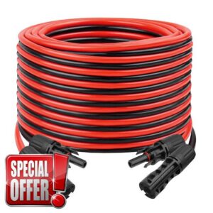 Solar Extension Panel Cable - 8AWG 40FT Tinned Copper Red & Black Parallel 8 Gauge PV Wire with Solar Connectors Weatherproof Photovoltaic Wire for RV