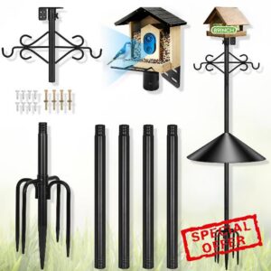 Gbekery 89 inch Double Hooks Heavy Duty Bird Feeder Pole with Squirrel Baffle for Outdoors