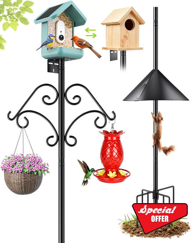 92 Inch Squirrel Proof Bird Feeder Pole with Baffle