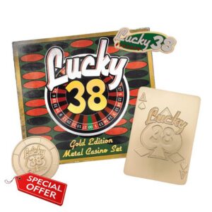 FaNaTtik Fallout: New Vegas Lucky 38 Gold Coloured Casino Set – Limited Edition Collectible (Pin Badge