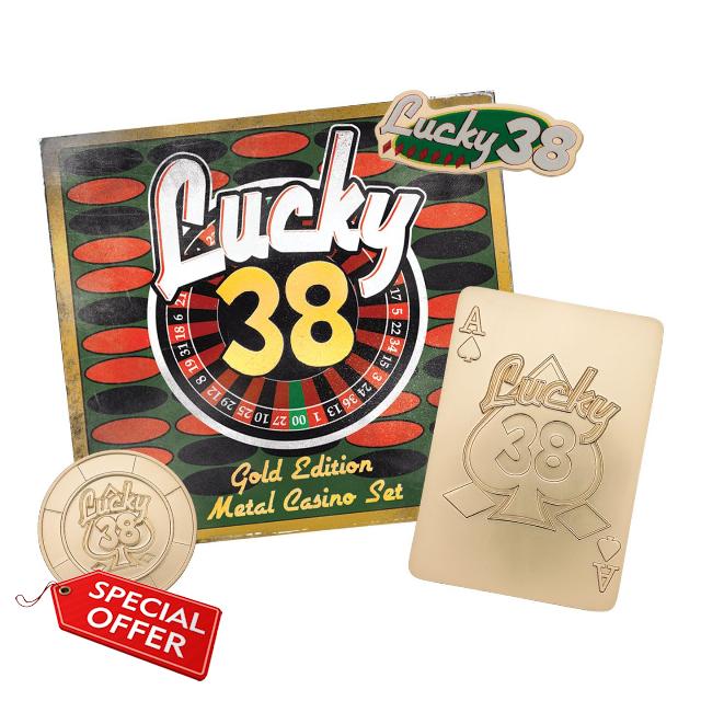 FaNaTtik Fallout: New Vegas Lucky 38 Gold Coloured Casino Set – Limited Edition Collectible (Pin Badge
