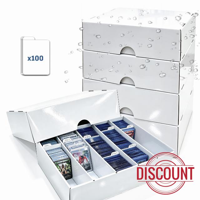4-PACK Trading Card Storage Box 5 Row for 5000ct TCG / 3000ct Sports Cards | Bulk Card Storage for Sleeved / Toploaders / Magnetic Holders