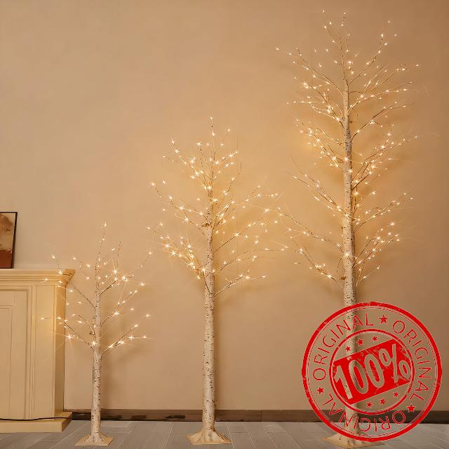 Set of 3 Lighted Birch Tree