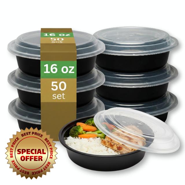[16 oz Round Meal Prep Containers with Lids – BPA-Free Food Storage Containers