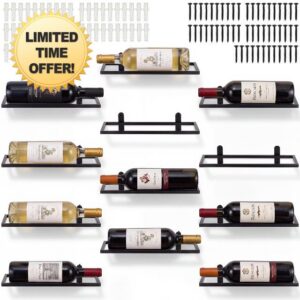 Junkin 12 Pcs Wall Mounted Wine Rack Black Metal Bottle Holder W Screws                                                          Rectangular Frame