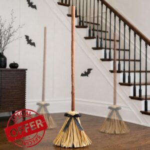 Halloween Decoration Indoor 49" Animated Floating Witch Broom | Touch&sound activated