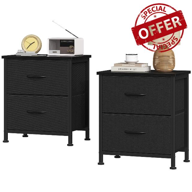 Sweetcrispy Nightstands Set of 2 with 2 Storage Drawer