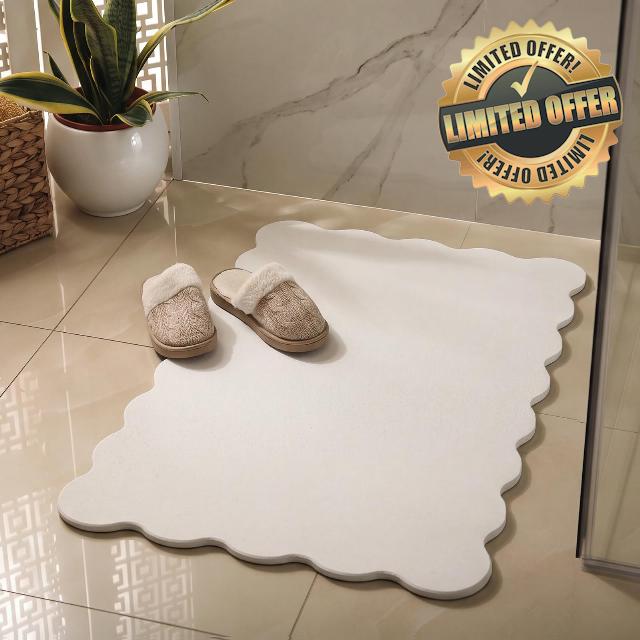 Nuanchu Scalloped Stone Bath Mat for Bathroom