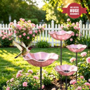 Handmade Metal Flower Garden Stake Bird Bath Bowl Butterfly Feeders