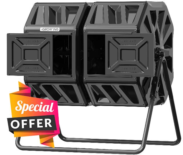 THE Growing 53 Gallon Large Outdoor Compost Bin Tumbler Barrel