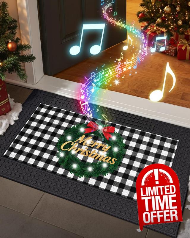 DEXI Merry Christmas Front Door Mat with Light & Music