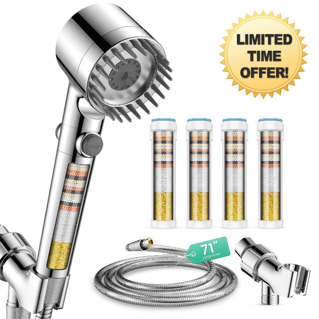 Filtered Shower Head with Handheld 4PCS Filters ShowerHead | 4 Spray