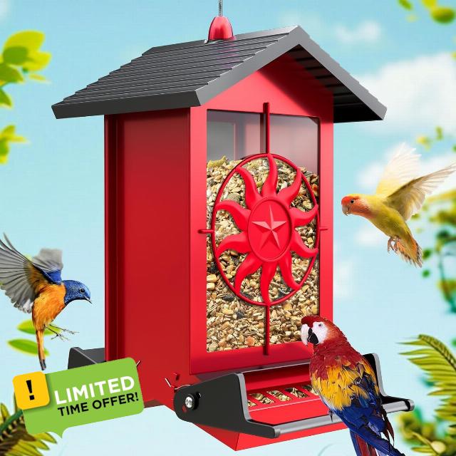Metal Squirrel Proof Bird Feeders for Outdoors with Weight-Activated