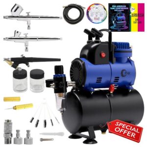 OPHIR 1/5HP Airbrush Compressor Kit with 3 Airbrushes