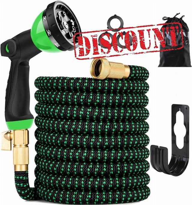 100 ft Expandable Garden Hose - Kink Free Flexible Water Hose with Thumb-Controlled 10-Function Nozzle