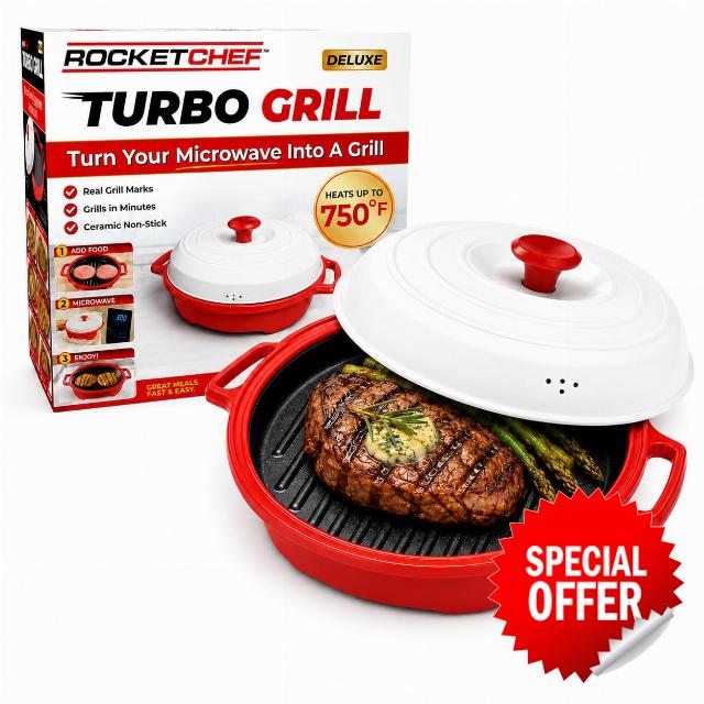 Turbo Grill Deluxe - Microwave Grill Pan with Lid