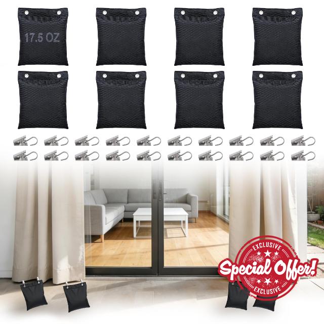 Apipi 8 Pack Prefilled Wind Resistant Outdoor Curtain Weights