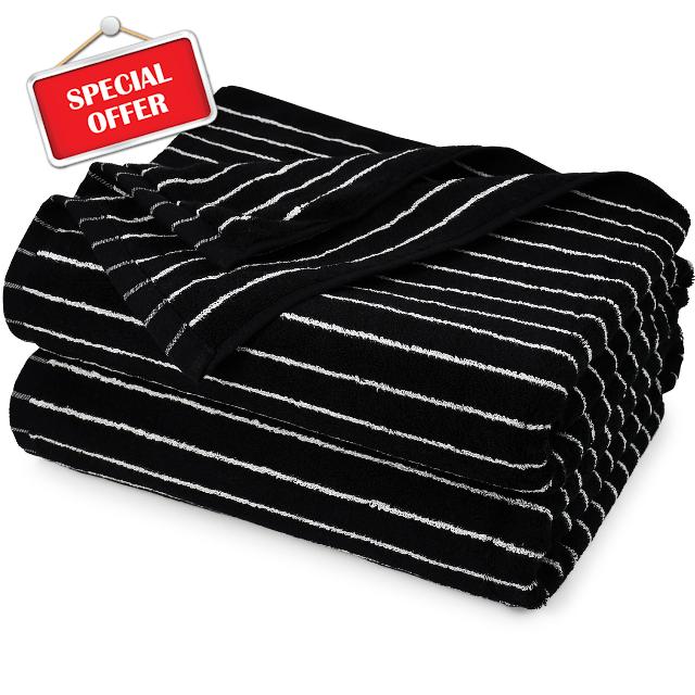 Black Bath Towels Set of 2
