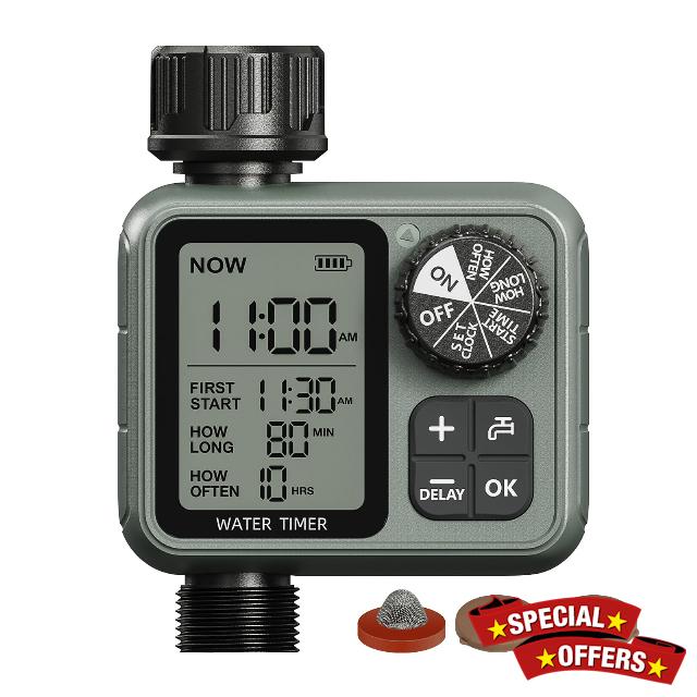 Water Timer for Garden Hose Sprinkler Timer with Rain Delay/Manual/Automatic Mode Hose Timers for Watering Drip Irrigation System for Lawn Yard Garden