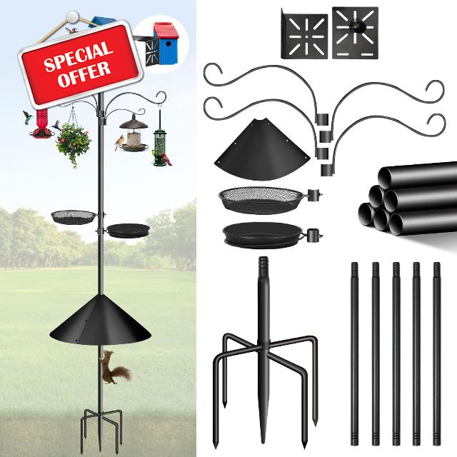 92-Inch Thickened Bird Feeder Pole with Squirrel Proof Design | 2-in-1 Bird house Bracket