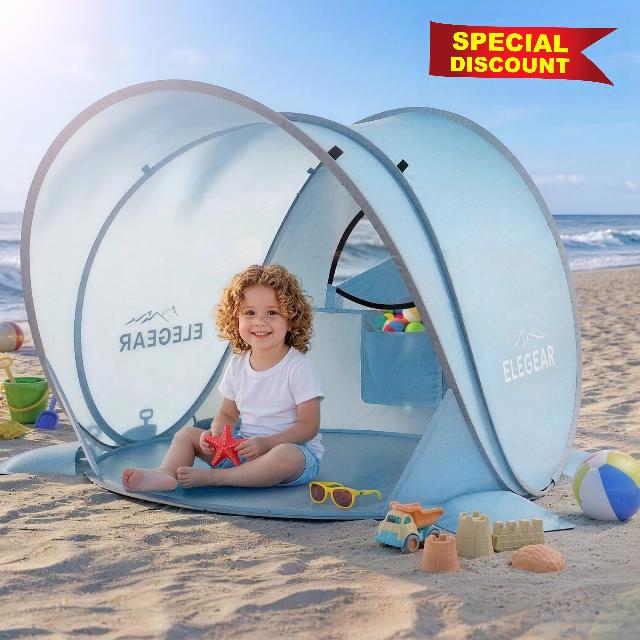 Elegear CumbreX™ Pop Up Baby Beach Tent with Mini Canopy 1S Setup