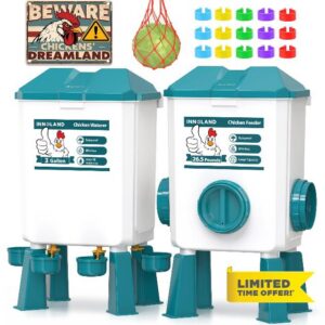 INNOLAND Chicken Feeder and Waterer Set - 3 Gallon/26.5 Pounds | Automatic Chicken Waterer