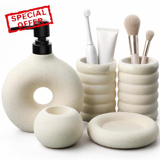 5 Pcs Ceramic Bathroom Accessories Set