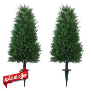 3FT Artificial Cedar Topiary Ball Trees with Ground Spike