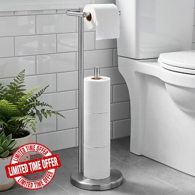 Housolution Free Standing Toilet Paper Holder | Stable Weighted Base
