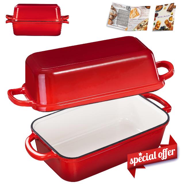 GRMImosa 9x5 Inch Cast Iron Loaf Pan with Lid