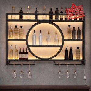 Marsui 39.4" Wall Mounted Wine Rack with LED